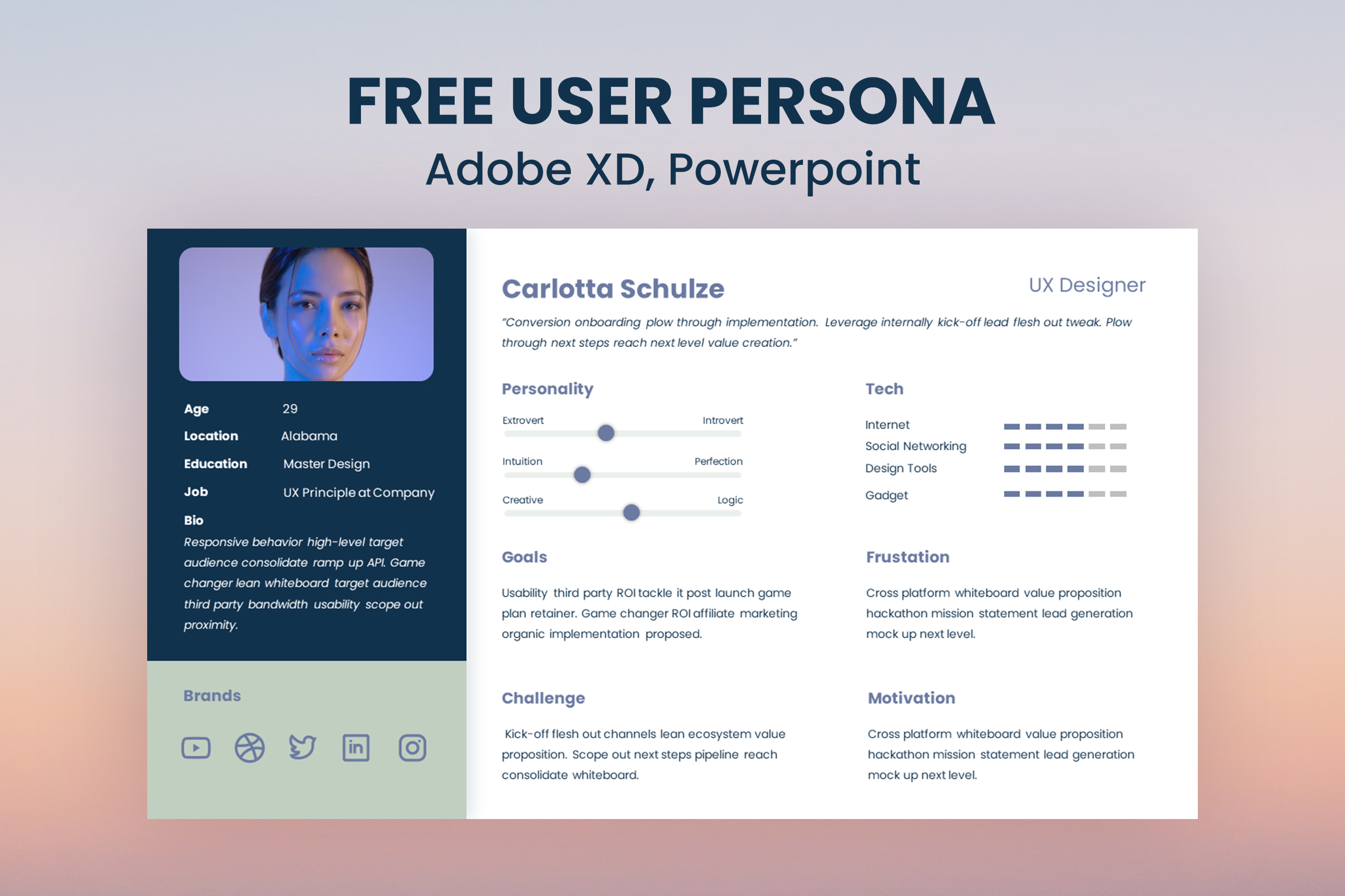Free User Persona Template for Adobe XD and PowerPoint
