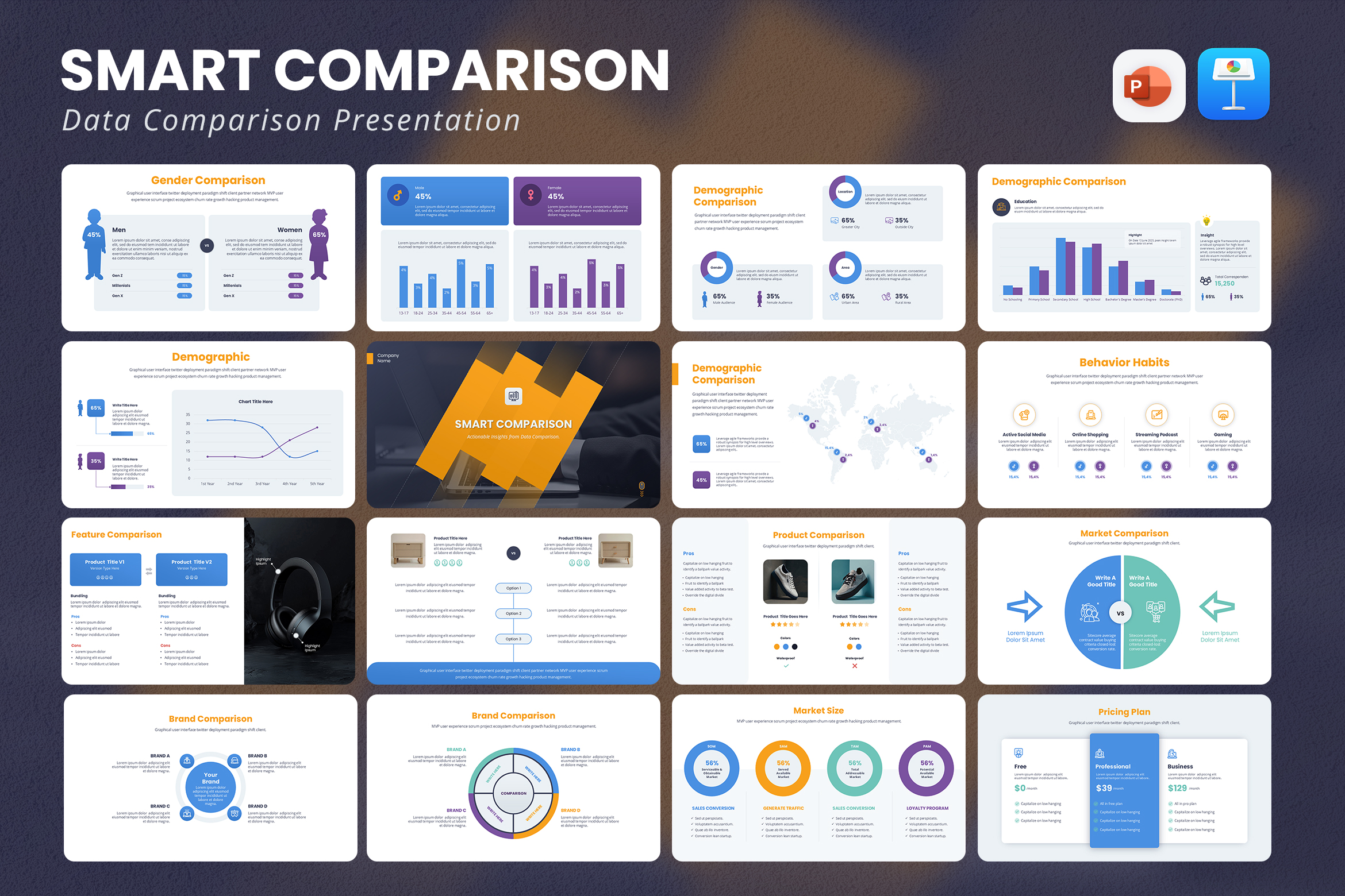 Smart Comparison – Data Comparison PowerPoint Template for Business & Reports